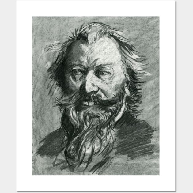 Johannes Brahms - charcoal portrait Wall Art by Karolina Studena-art